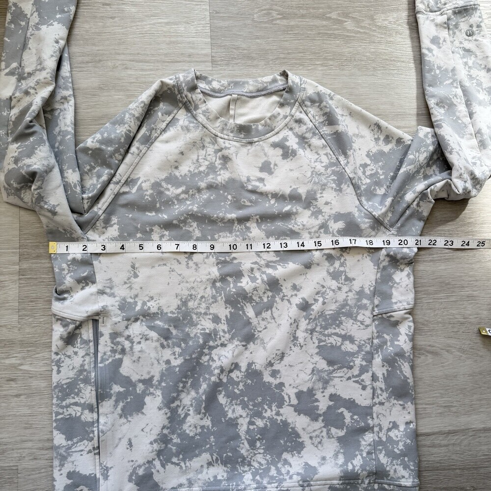 Lululemon CITY SWEAT CREW Neck Marble Dye Graphite Grey Men Size M Side Zip EUC - Picture 10 of 12